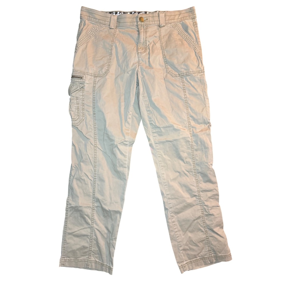 Natural Reflections Comfort Waist Cargo Pants Womens 14 Tan Stretch Outdoor